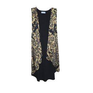 Southern Charm Black/Tan/Gold ONE SIZE FITS ALL (SMALL TO 2X/3X) Vest‎ Cardigan